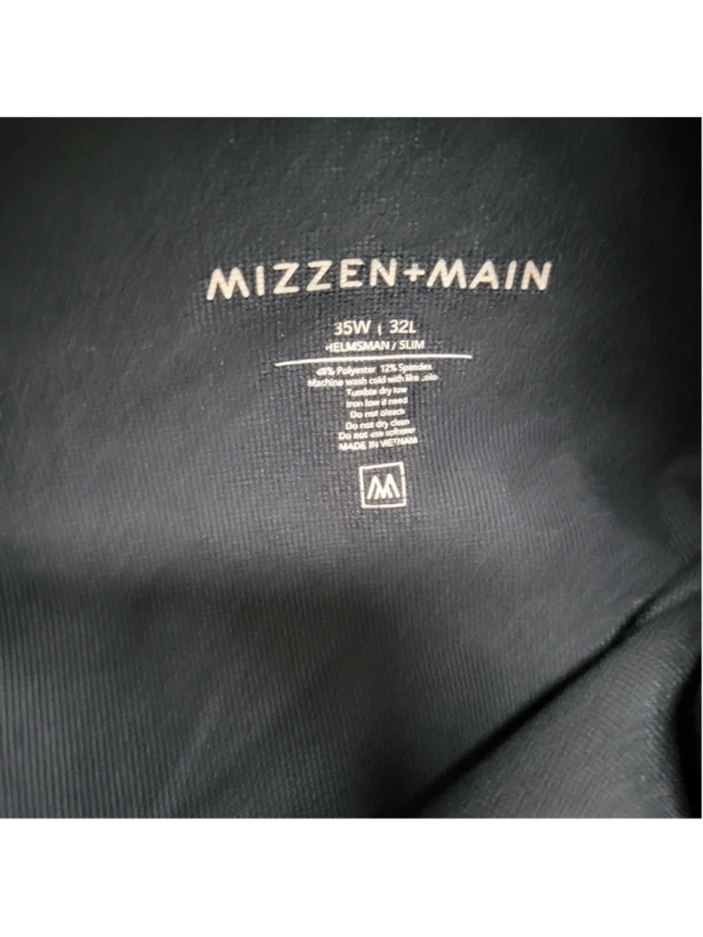 Mizzen Main Men's Black Polyester Spandex Blend Flat Front Golf Pants Size 35/32
